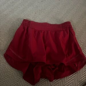 red lululemon shorts